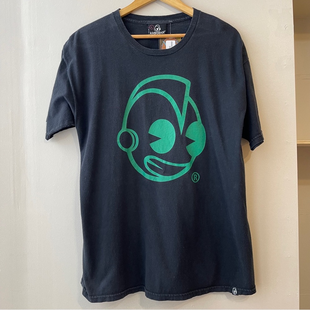 Vintage 2000s Kid Robot T Shirt Size Large Logo Streetwear Y2K Black Green